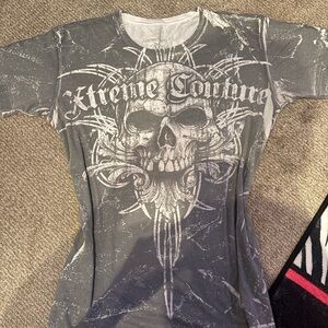 Xtreme Couture Gray Skull Graphic Tee